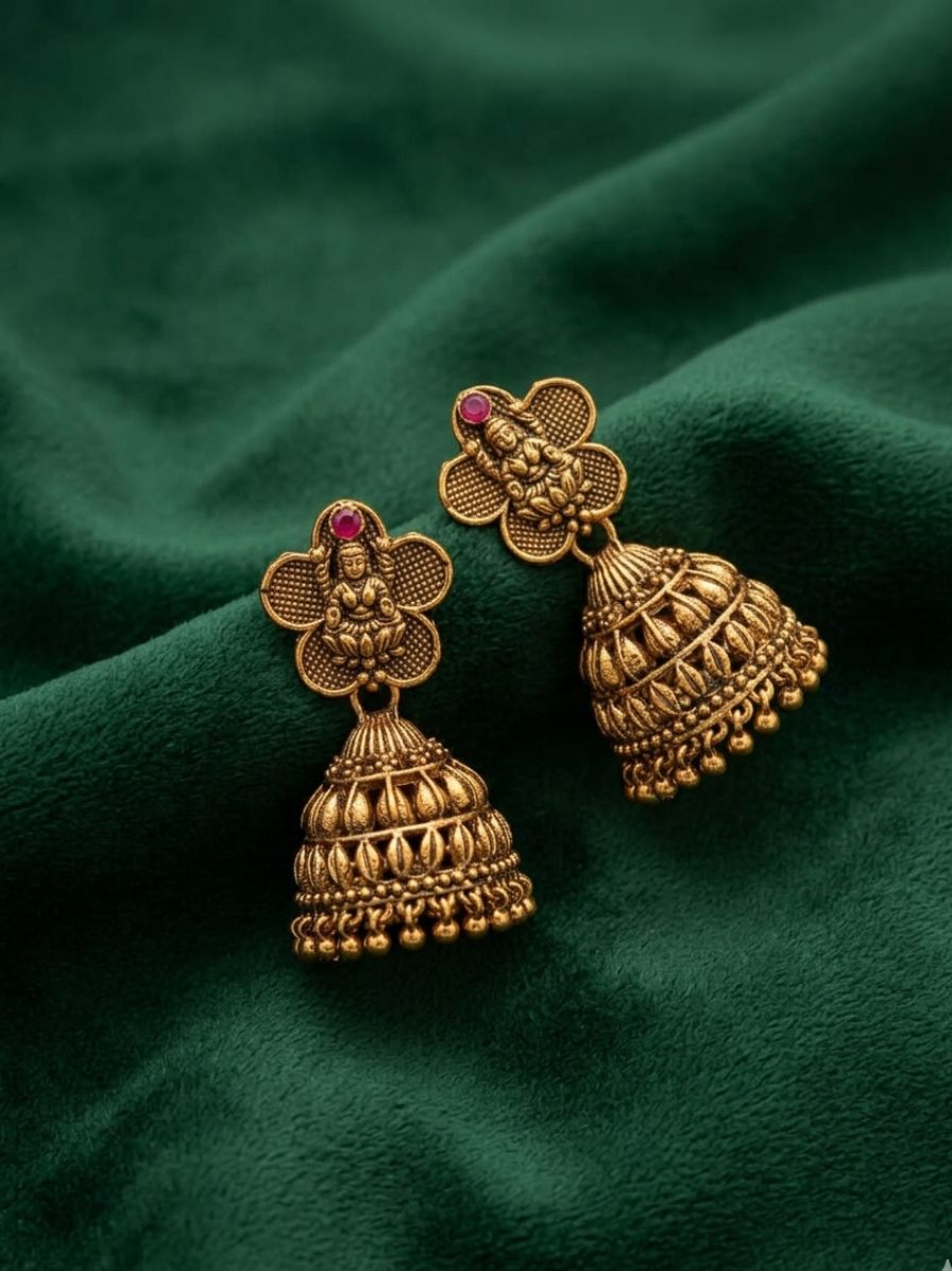 Women Gold Plated Ethnic Jhumkas