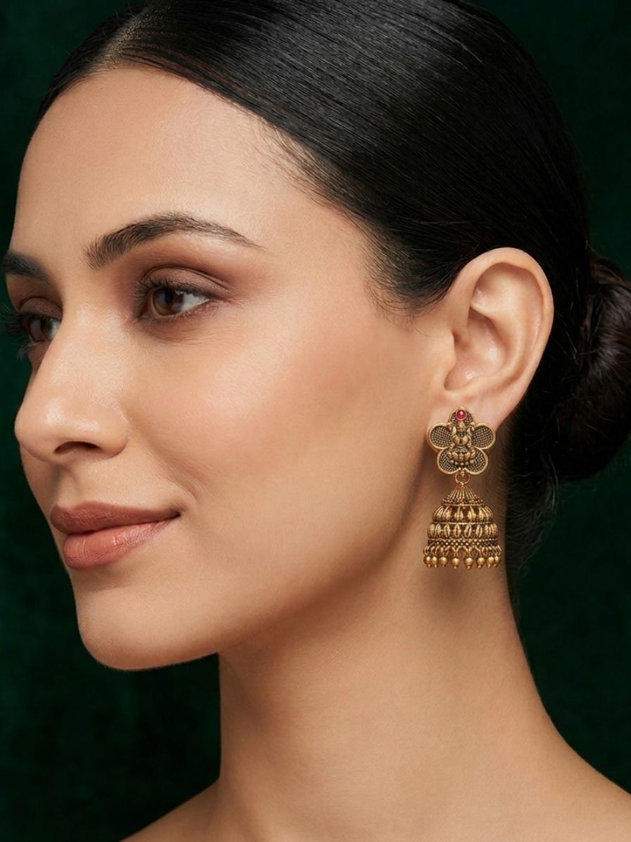 Women Gold Plated Ethnic Jhumkas