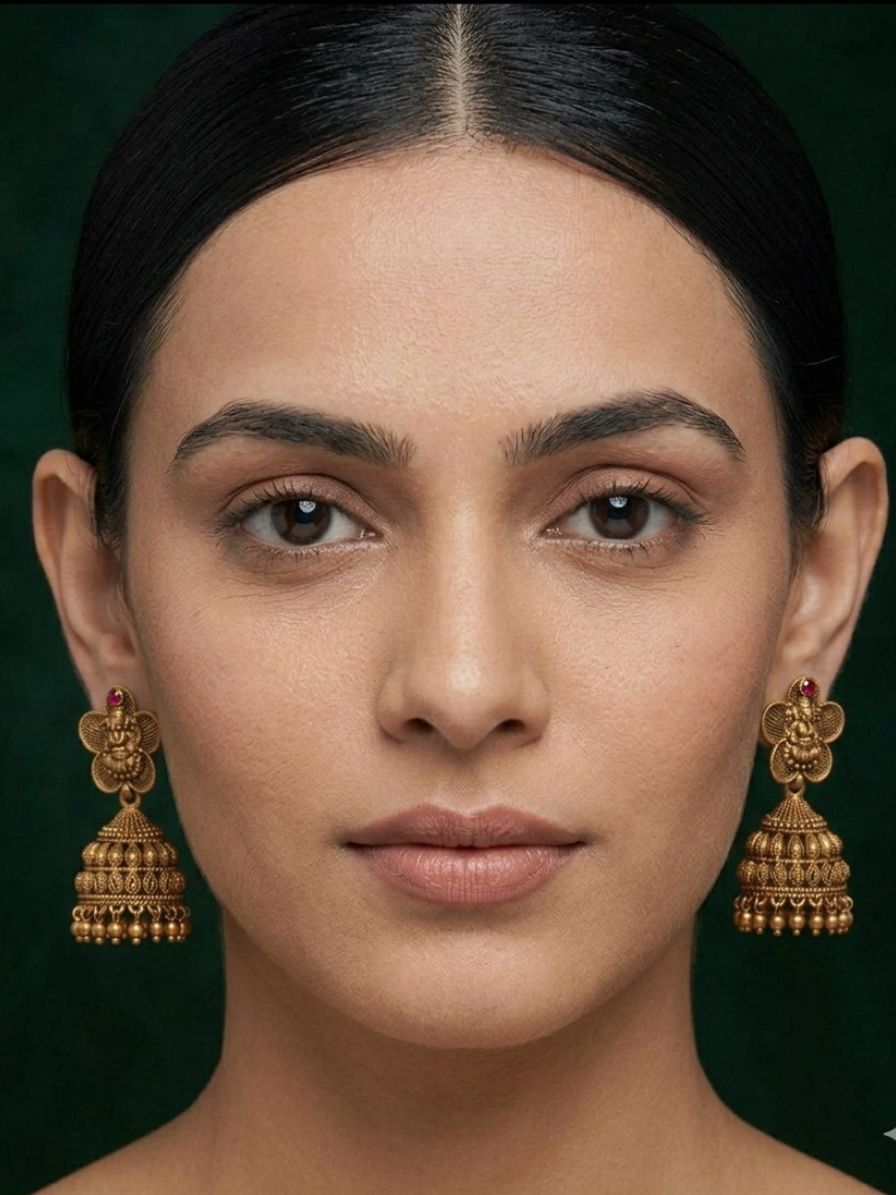 Women Gold Plated Ethnic Jhumkas