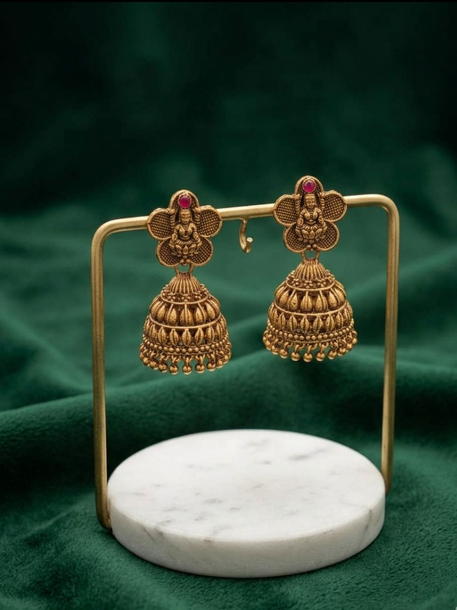Women Gold Plated Ethnic Jhumkas