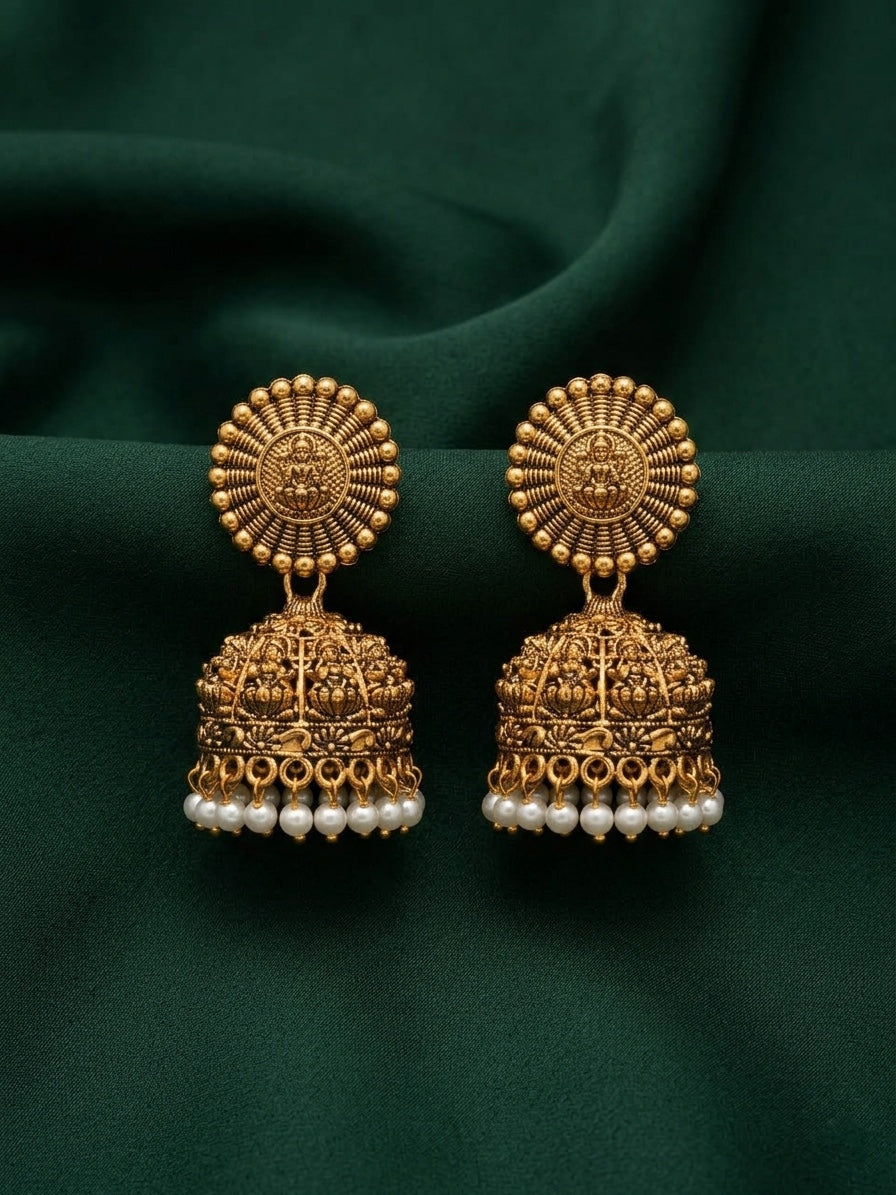 Women Gold Plated Ethnic Jhumkas