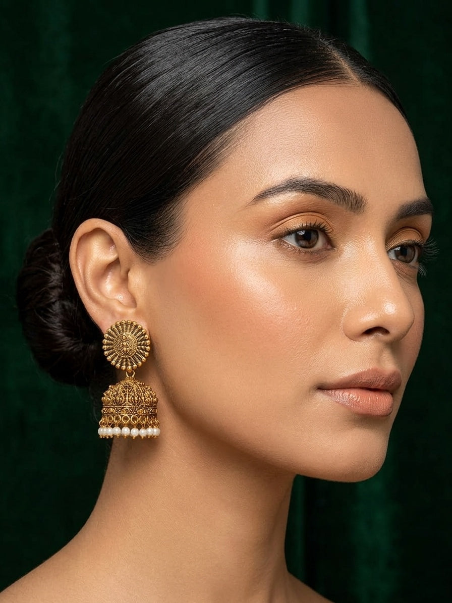 Women Gold Plated Ethnic Jhumkas