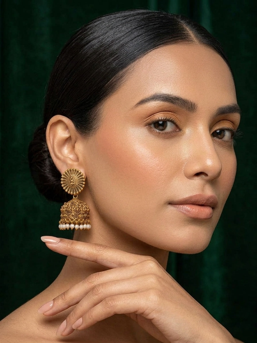 Women Gold Plated Ethnic Jhumkas