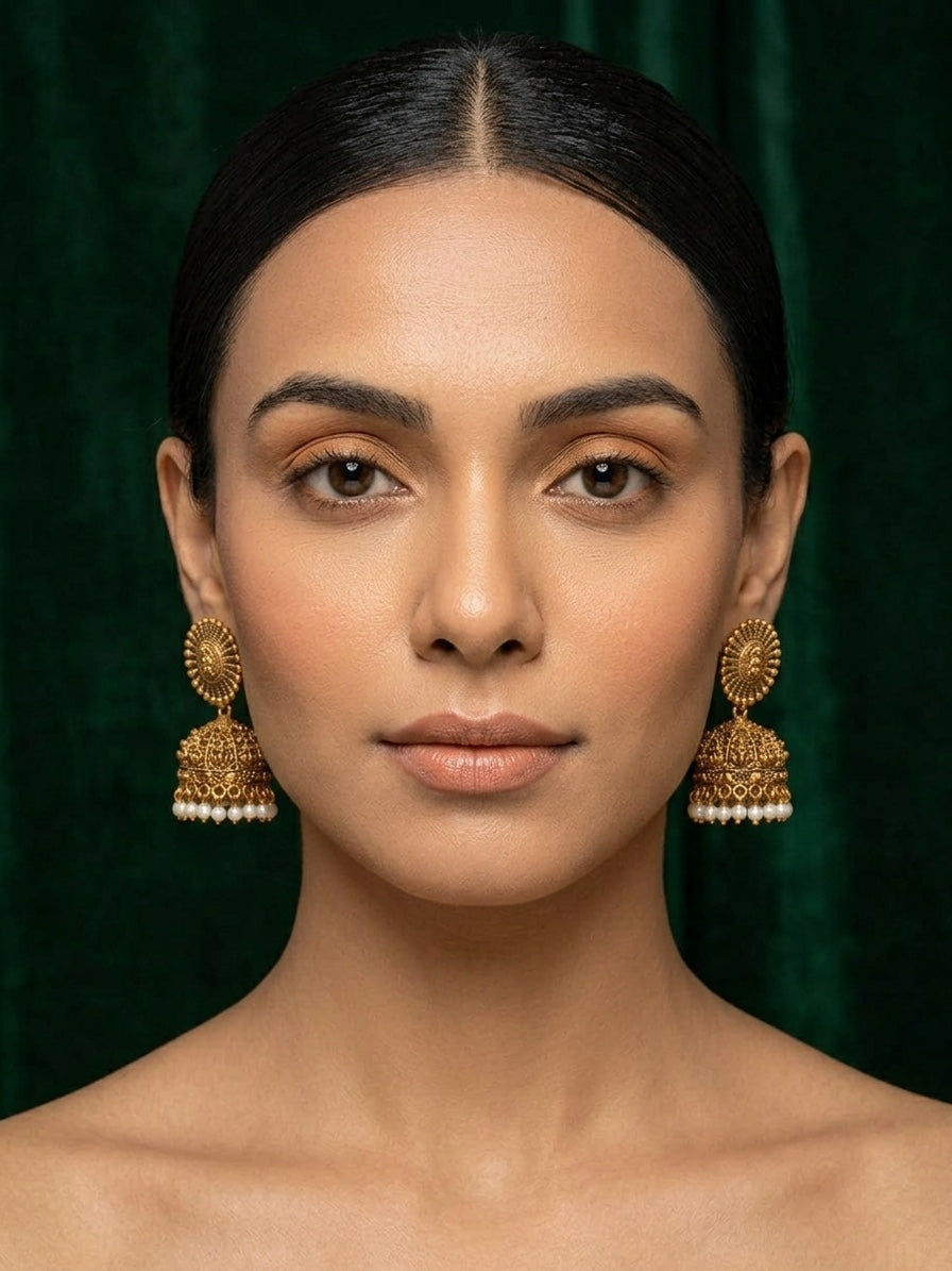 Women Gold Plated Ethnic Jhumkas
