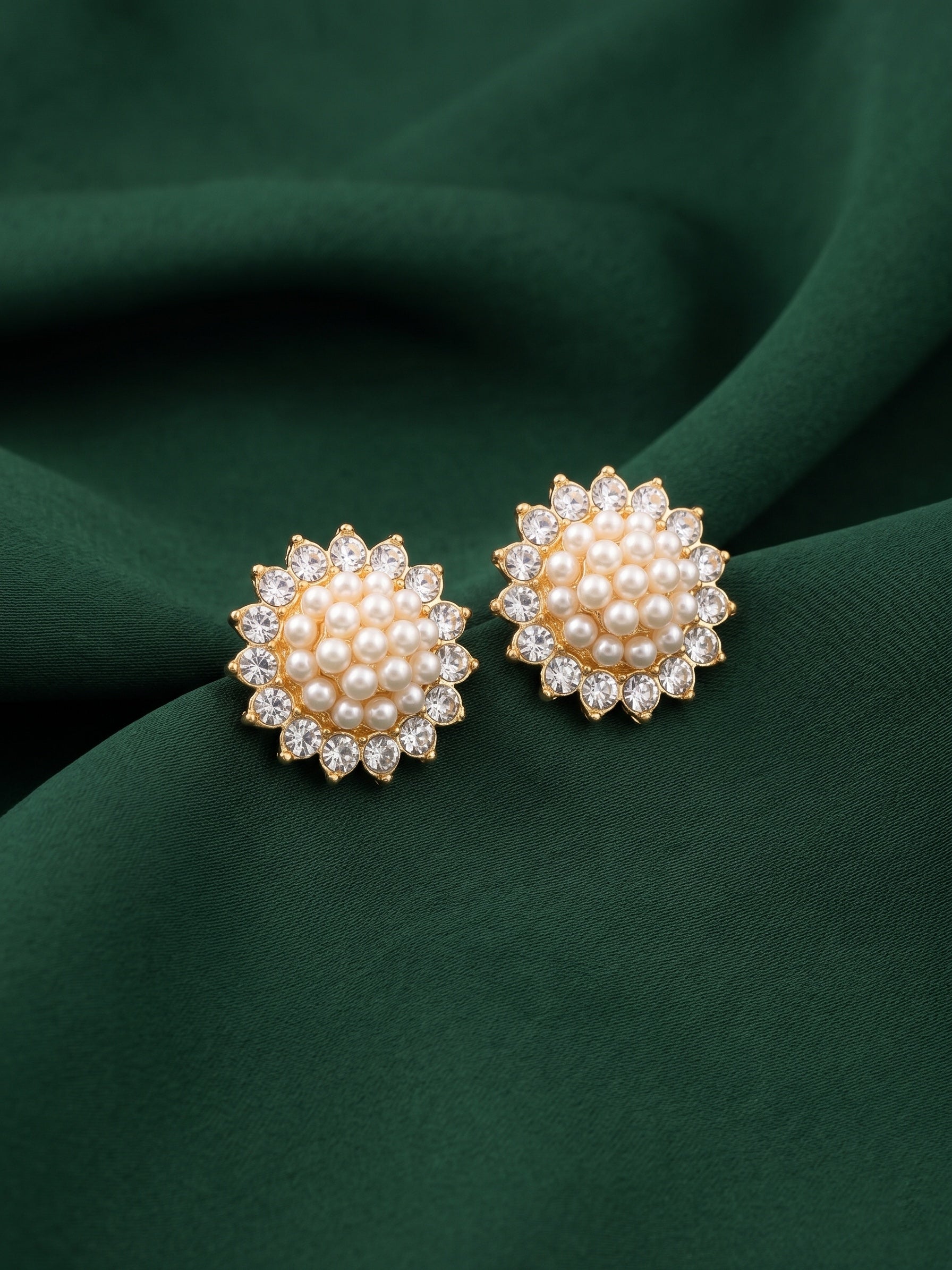 Women Gold Plated Beaded Trendy Studs