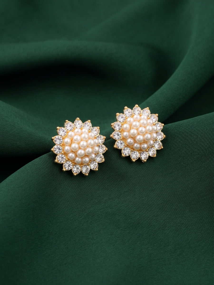 Women Gold Plated Beaded Trendy Studs