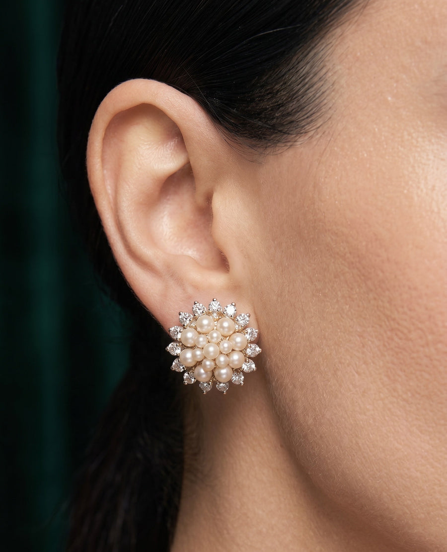 Women Gold Plated Beaded Trendy Studs