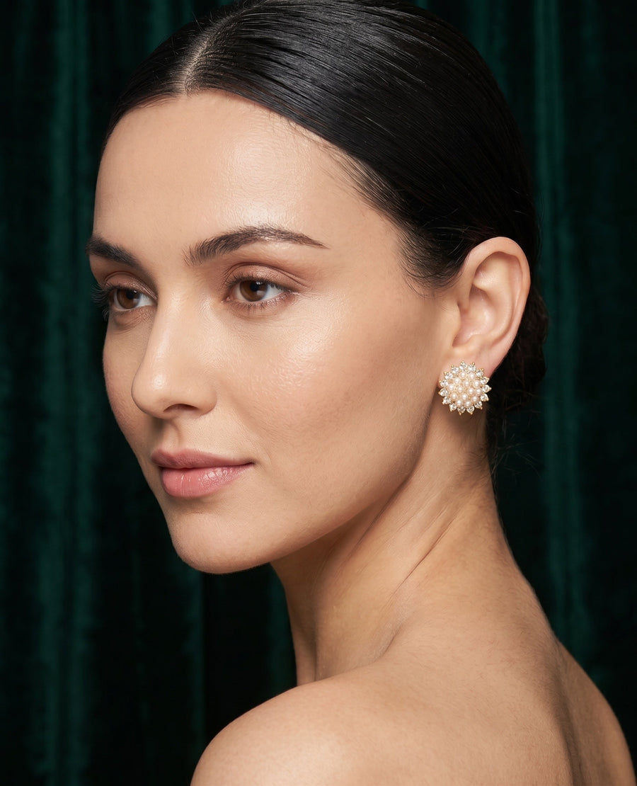 Women Gold Plated Beaded Trendy Studs