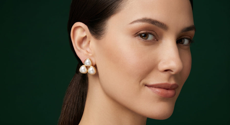 Women Gold Plated Beaded Trendy Studs