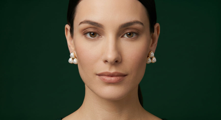 Women Gold Plated Beaded Trendy Studs