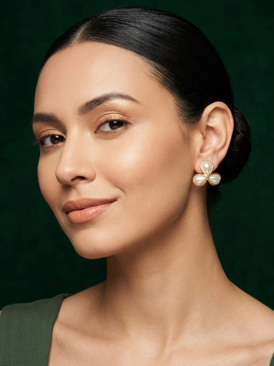Women Gold Plated Beaded Trendy Studs
