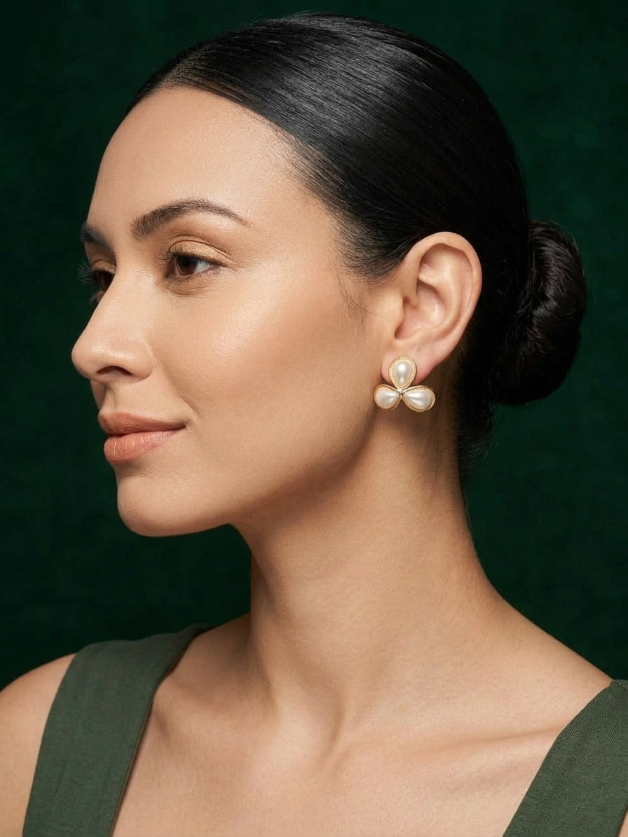 Women Gold Plated Beaded Trendy Studs