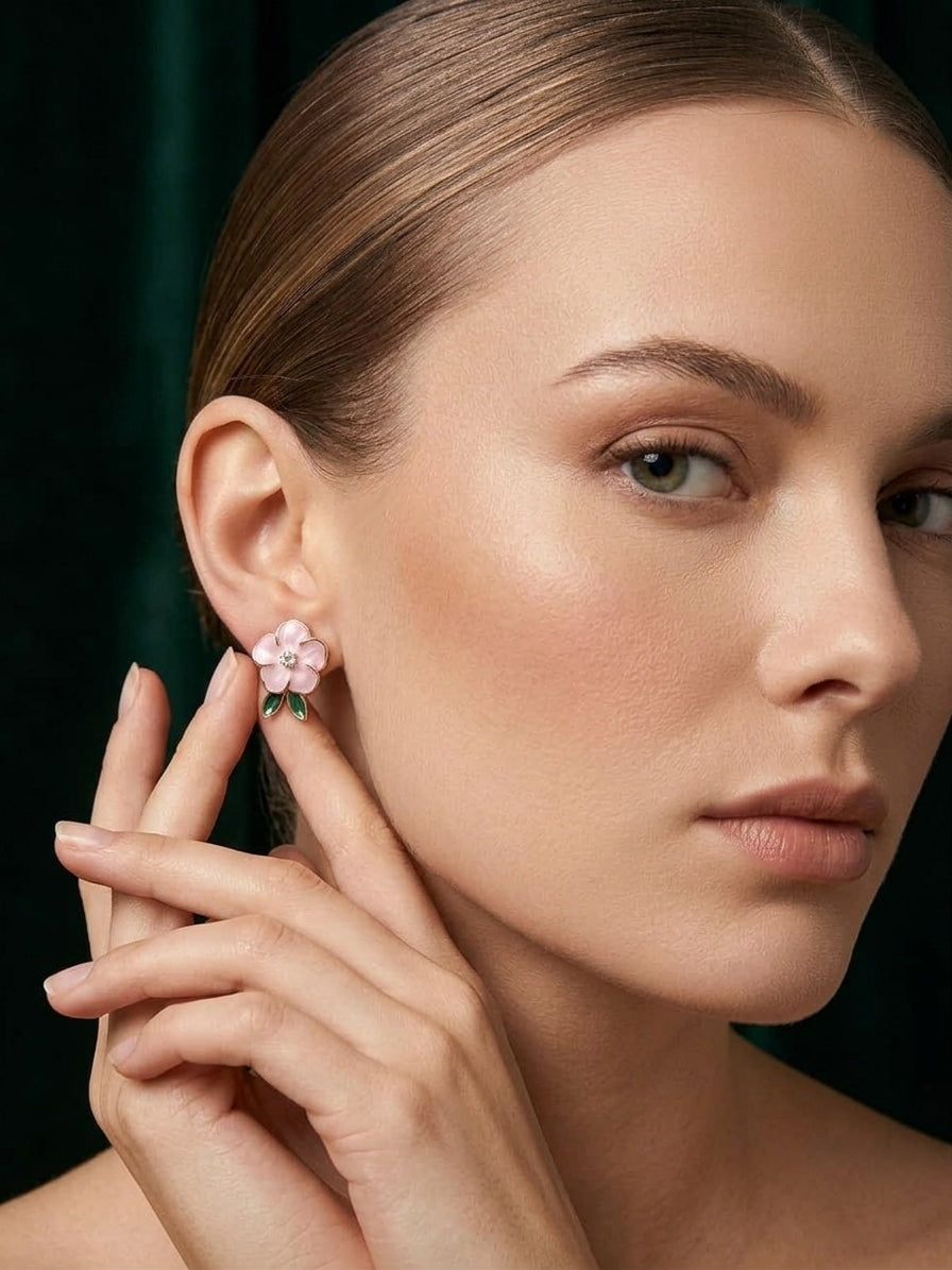 Gold Plated Fancy Flower Studs