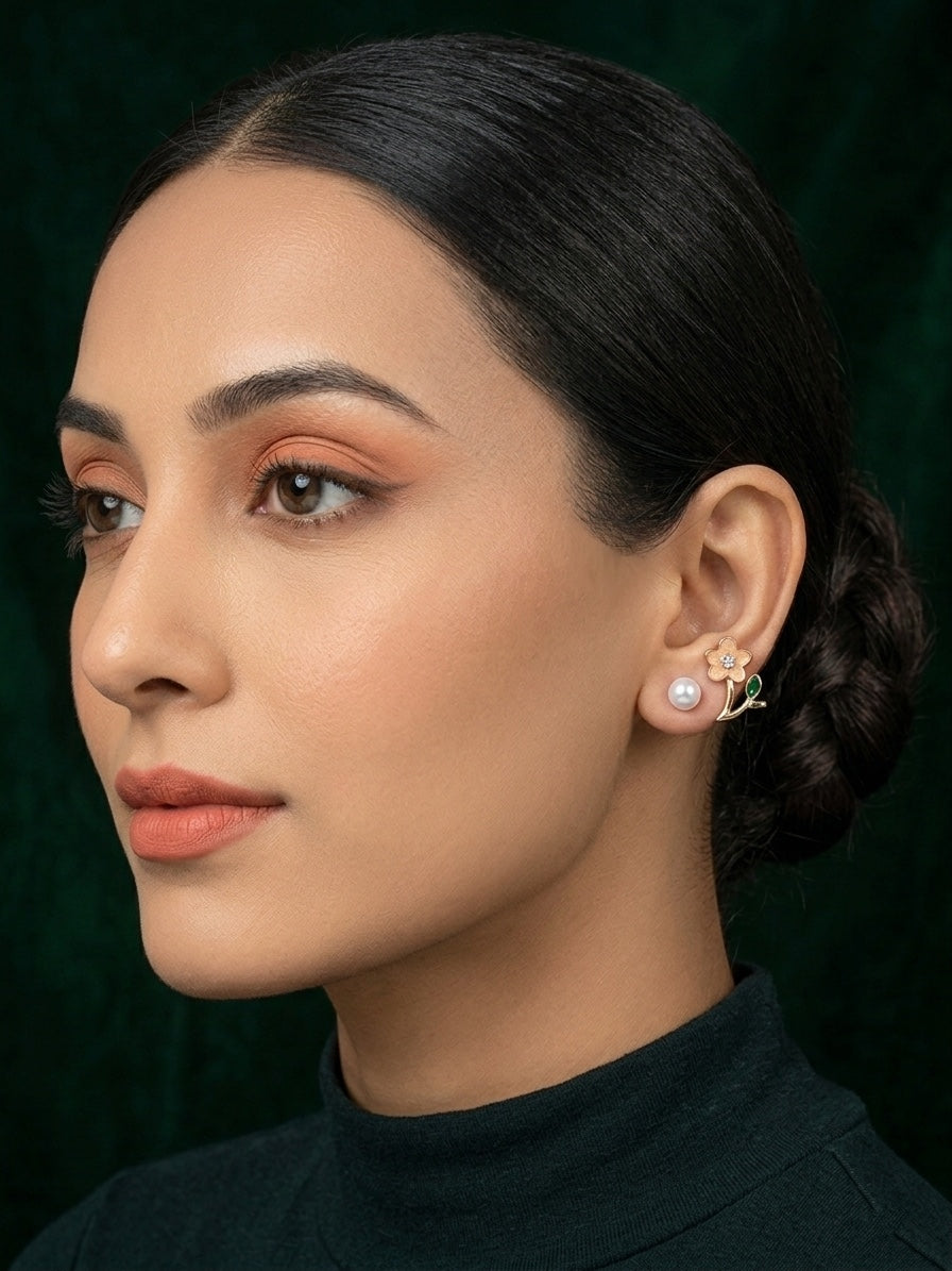 Gold Plated Fancy Flower Studs