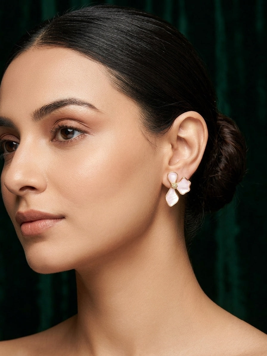 Gold Plated Fancy Flower Studs