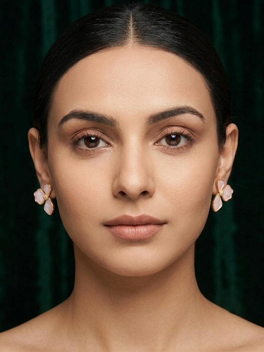 Gold Plated Fancy Flower Studs