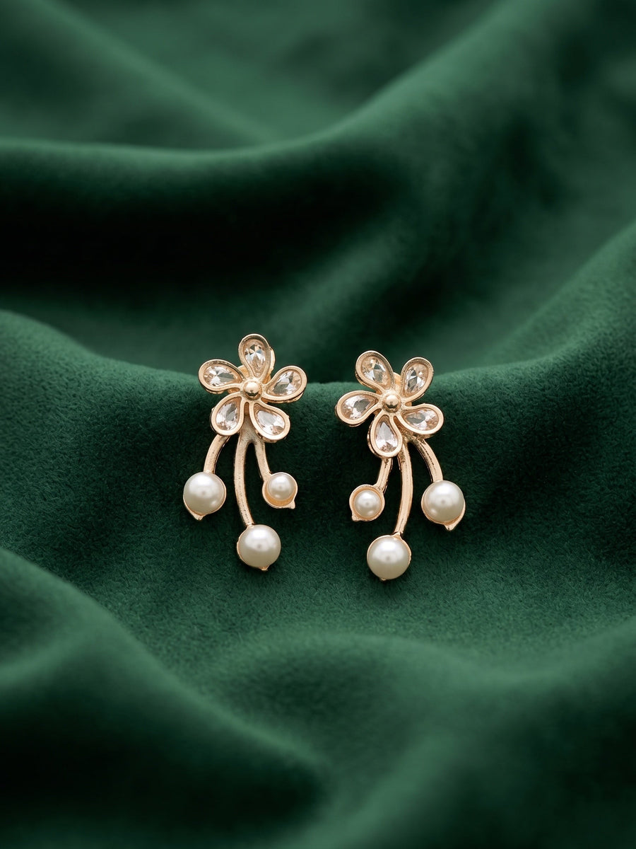 Gold Plated Fancy Flower Earrings
