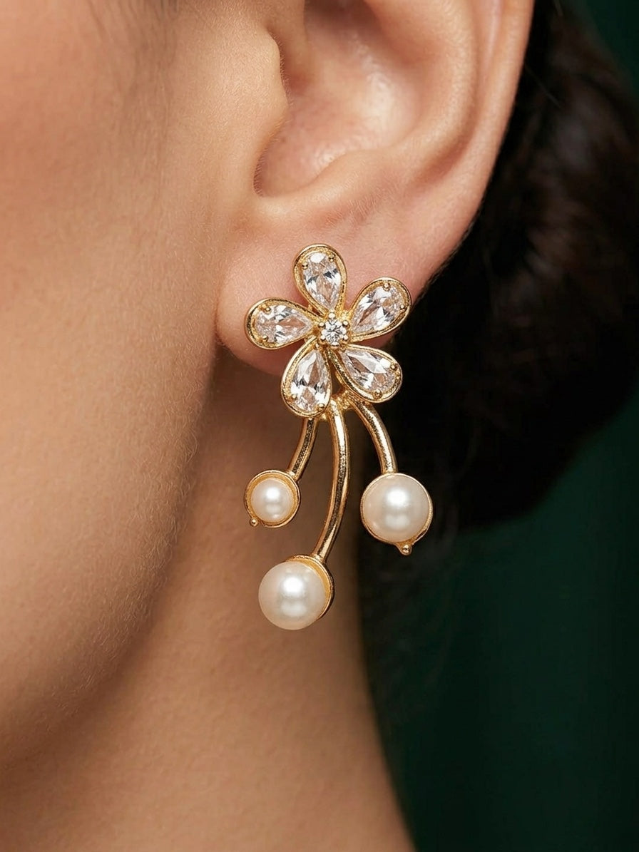 Gold Plated Fancy Flower Earrings