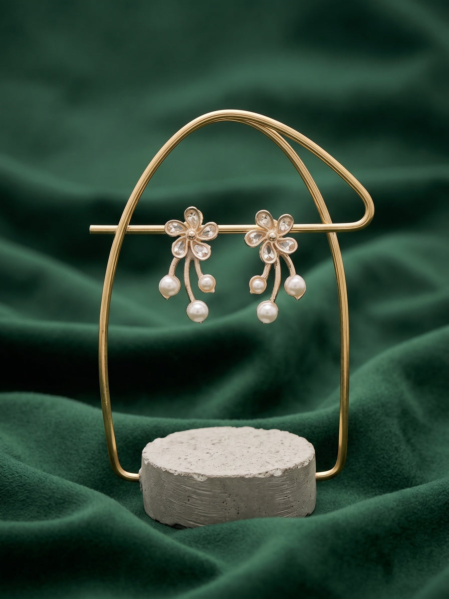 Gold Plated Fancy Flower Earrings