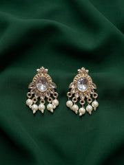 Kundan Studded And Pearls Beaded Drop Earrings