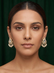 Kundan Studded And Pearls Beaded Drop Earrings
