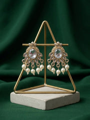 Kundan Studded And Pearls Beaded Drop Earrings
