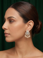 Kundan Studded And Pearls Beaded Drop Earrings