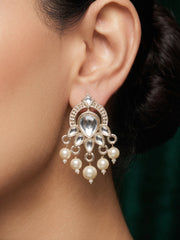 Kundan Studded And Pearls Beaded Drop Earrings