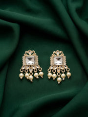 Kundan Studded And Pearls Beaded Drop Earrings