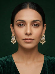 Kundan Studded And Pearls Beaded Drop Earrings