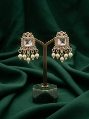 Kundan Studded And Pearls Beaded Drop Earrings