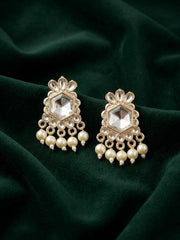 Kundan Studded And Pearls Beaded Drop Earrings