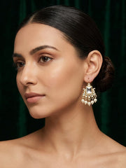 Kundan Studded And Pearls Beaded Drop Earrings