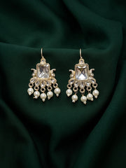 Kundan Studded And Pearls Beaded Drop Earrings