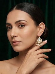 Kundan Studded And Pearls Beaded Drop Earrings