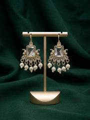 Kundan Studded And Pearls Beaded Drop Earrings