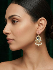 Kundan Studded And Pearls Beaded Drop Earrings