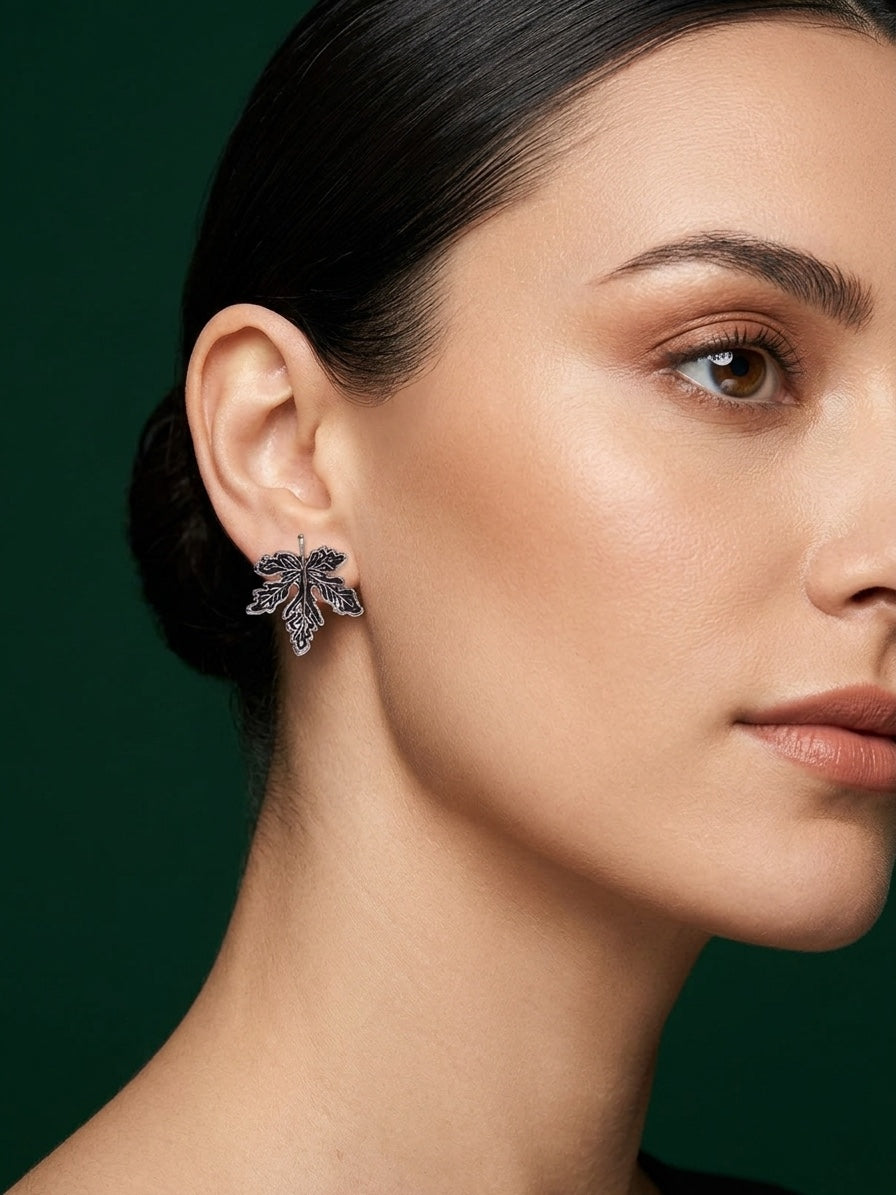 Silver Plated Leaf Shape Fancy  Earrings