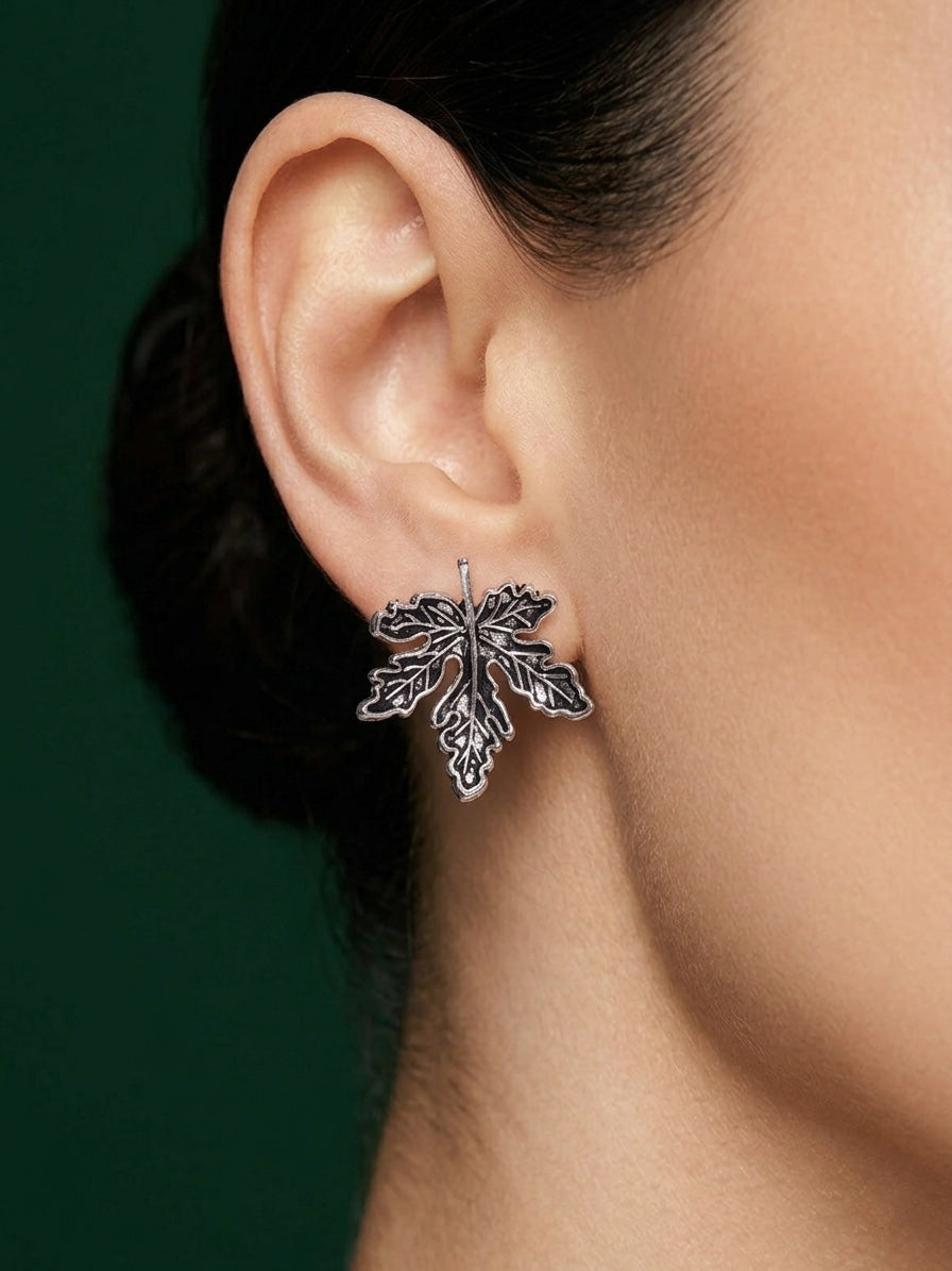 Silver Plated Leaf Shape Fancy  Earrings
