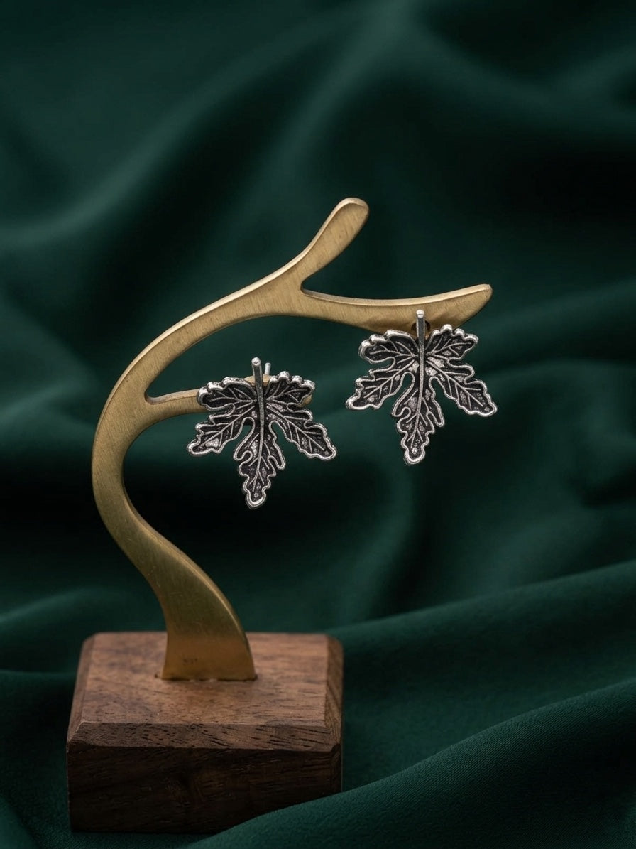 Silver Plated Leaf Shape Fancy  Earrings