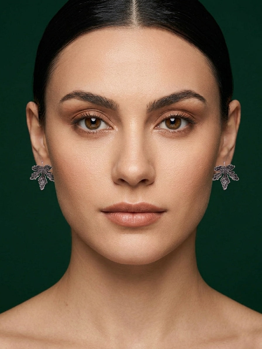 Silver Plated Leaf Shape Fancy  Earrings