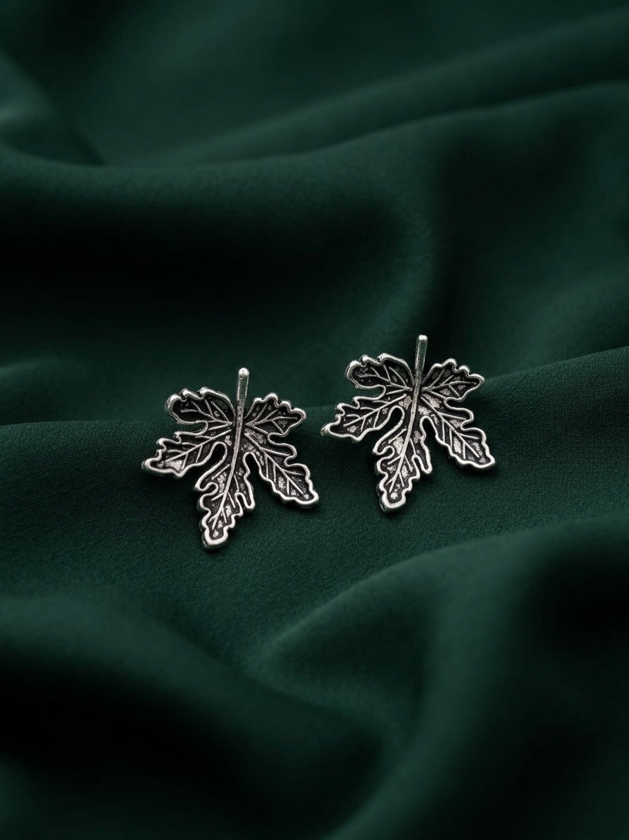 Silver Plated Leaf Shape Fancy  Earrings