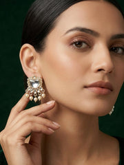 Kundan Studded And Pearls Beaded Drop Earrings