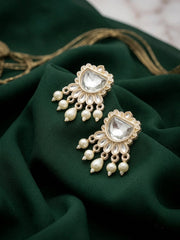 Kundan Studded And Pearls Beaded Drop Earrings