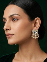 Kundan Studded And Pearls Beaded Drop Earrings