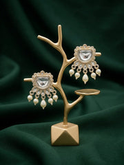 Kundan Studded And Pearls Beaded Drop Earrings
