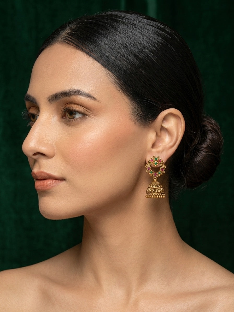 Women Gold Plated Ethnic Jhumkas