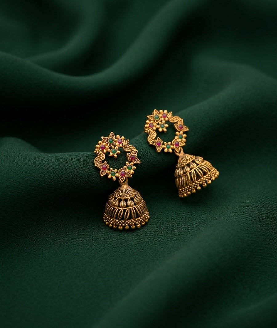 Women Gold Plated Ethnic Jhumkas