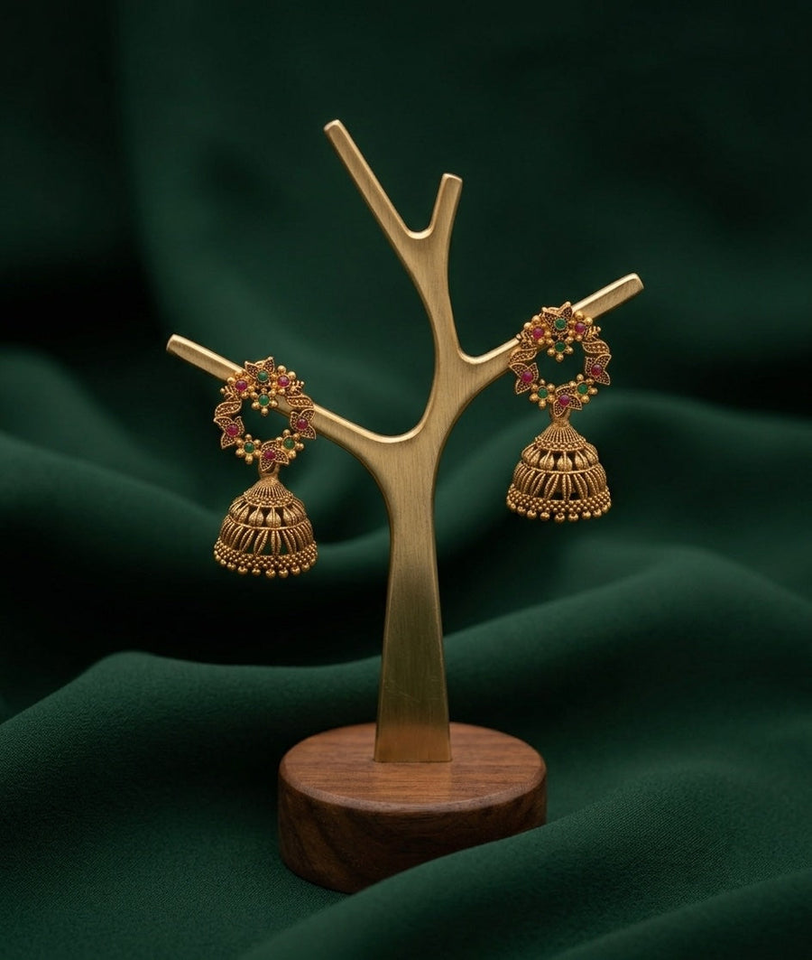 Women Gold Plated Ethnic Jhumkas