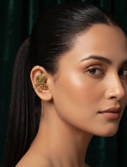 Gold Plated Oxidized Contemporery Ear Cuff